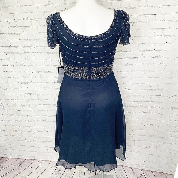 NWT MARINA NAVY BLUE BEAD & SEQUIN DRESS FROM NORDSTROM - 8 - Picture 7 of 12